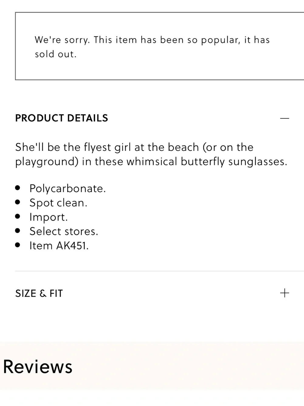 Crewcuts butterfly sunglasses